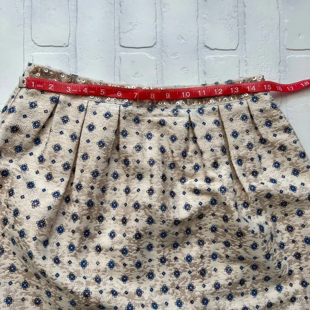 Miami Tulip Style Beaded Cream and Gold tapestry Skirt casual or dressy - sz M - Picture 6 of 6